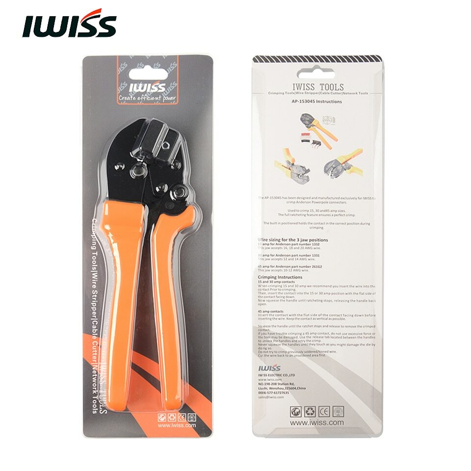IWISS Ratchet Crimping Pliers Crimper Tool AMP 15/30/45 for Anderson Connectors