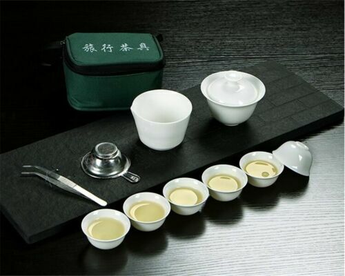 11pcs Chinese Ceramic Travel Kung Fu Tea Set Portable Teacup Set Tea Ceremony