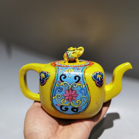 vintage chinese yixing purple clay teapot zisha ceremony painted teaware art