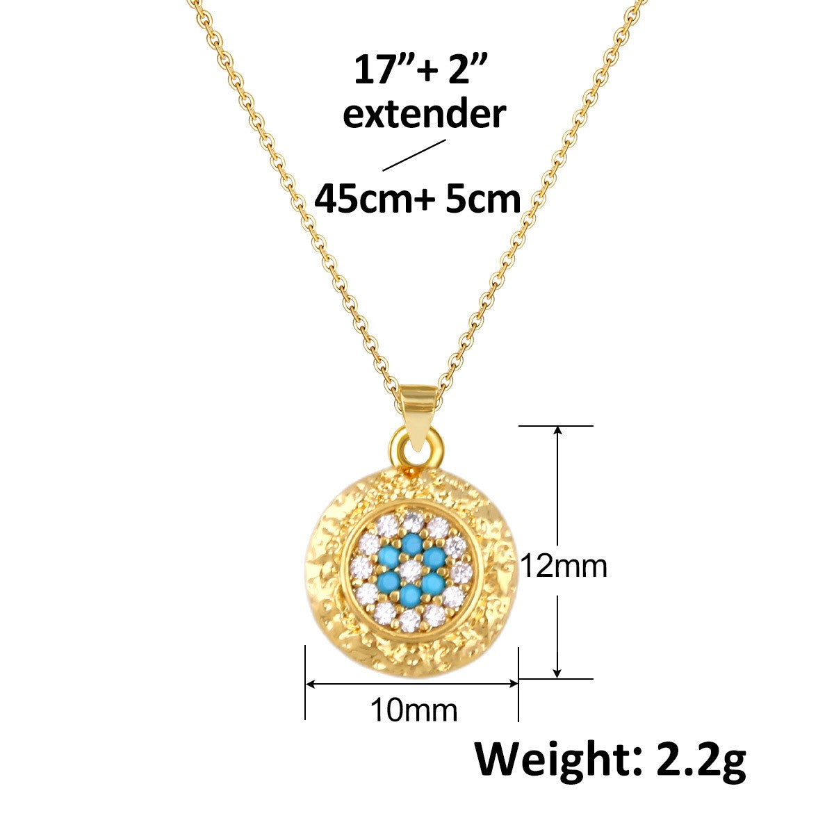 Turkish Blue Evil Eye Pendant Copper Zircon Charm Plated Eco Friendly DIY