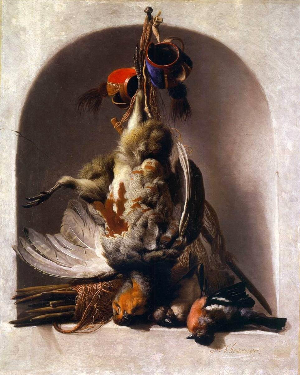 Art Oil painting Melchior-D-hondecoeter-Dead-Birds-and-Hunting-Equipment-i