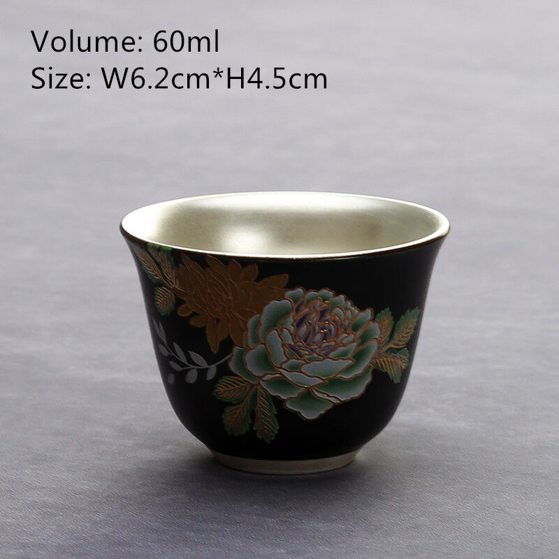 Silver Cup Flower Relief Cup Of Tea Chinese Porcelain Cup 999 Sterling Silver