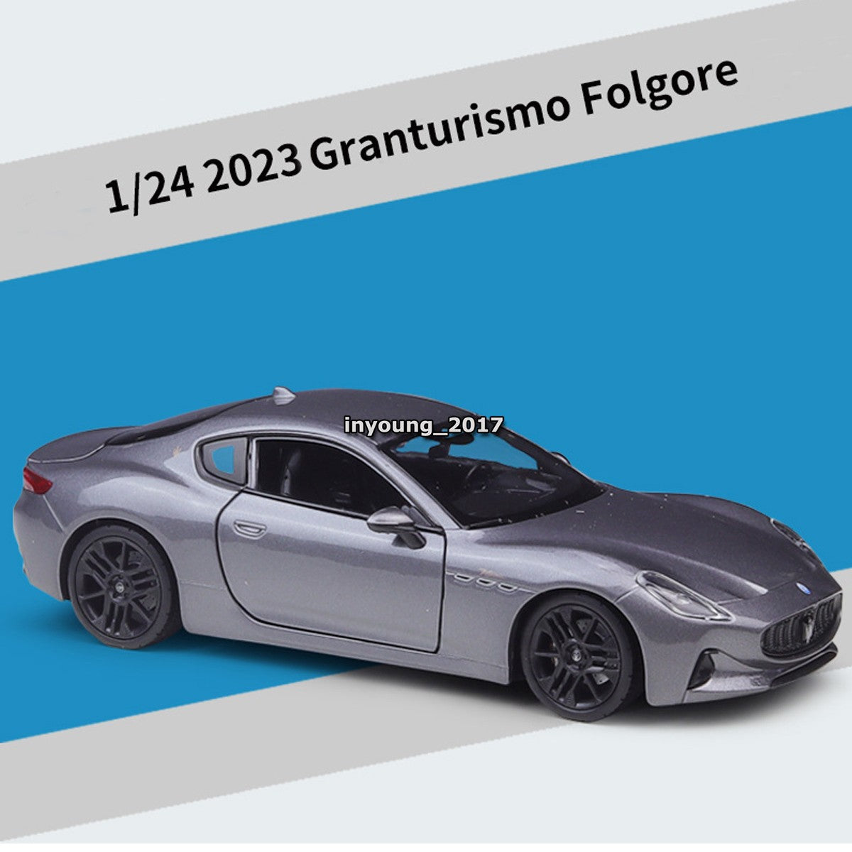 1/24 2023 Maserati GT Folgore EV Model Car Diecast Toy Vehicle Collectible Gray