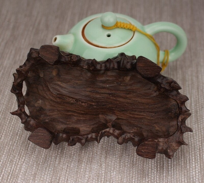 Ebony Wood Carved Display Rack Tree Root Bonsai Pot Art Vase Statue Base Decor