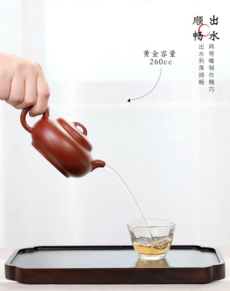 260cc Handmade Purple Sand Tea Pot in Yixing, China Big Red Treasure Clay BianFu Gongfu Tea Pot-