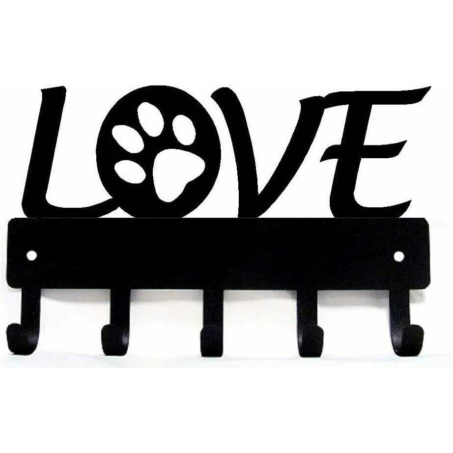 Love with Dog Paw Wall Mounted Hook Up Key Rack Hanger Metal Artwork Shape