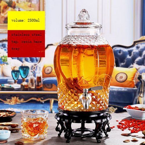 Wine Bottle 2.5L Empty Thick Glass Enzyme Barrel Jar With Tap Cocktail Bar Tools
