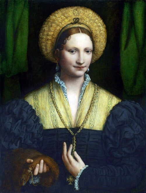 Oil painting Portrait-of-a-Lady-1520-1525-Bernardino-Luini-oil-paint on canvas