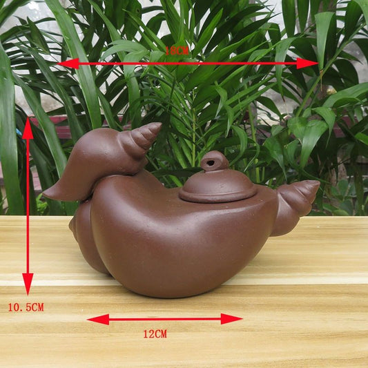 Yixing Zisha Teapot Handmade Conch Shape Clay Teapot 400ml Gift Collectible
