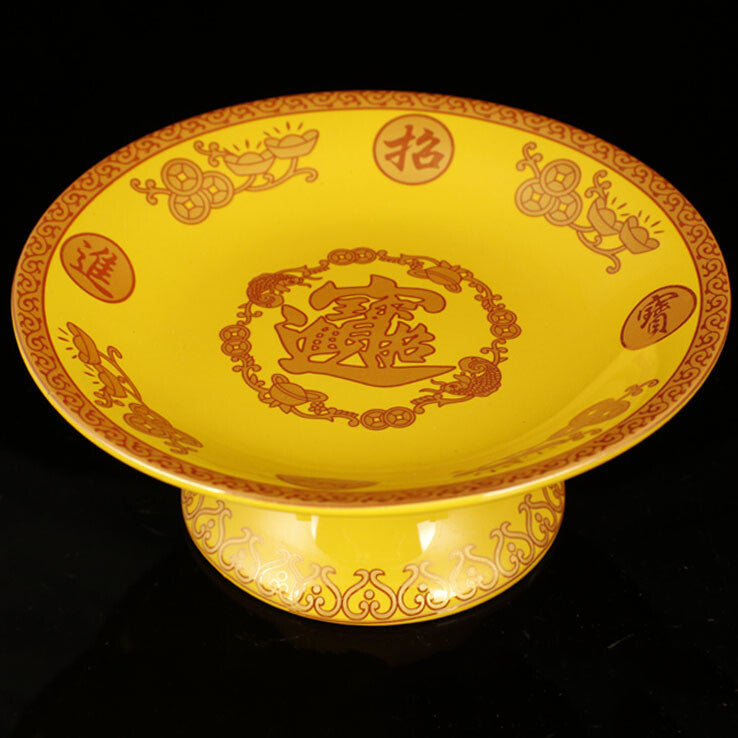 18cm New Ceramic Tribute Plate Buddha Hall Fruit Plate Buddhist Supplies