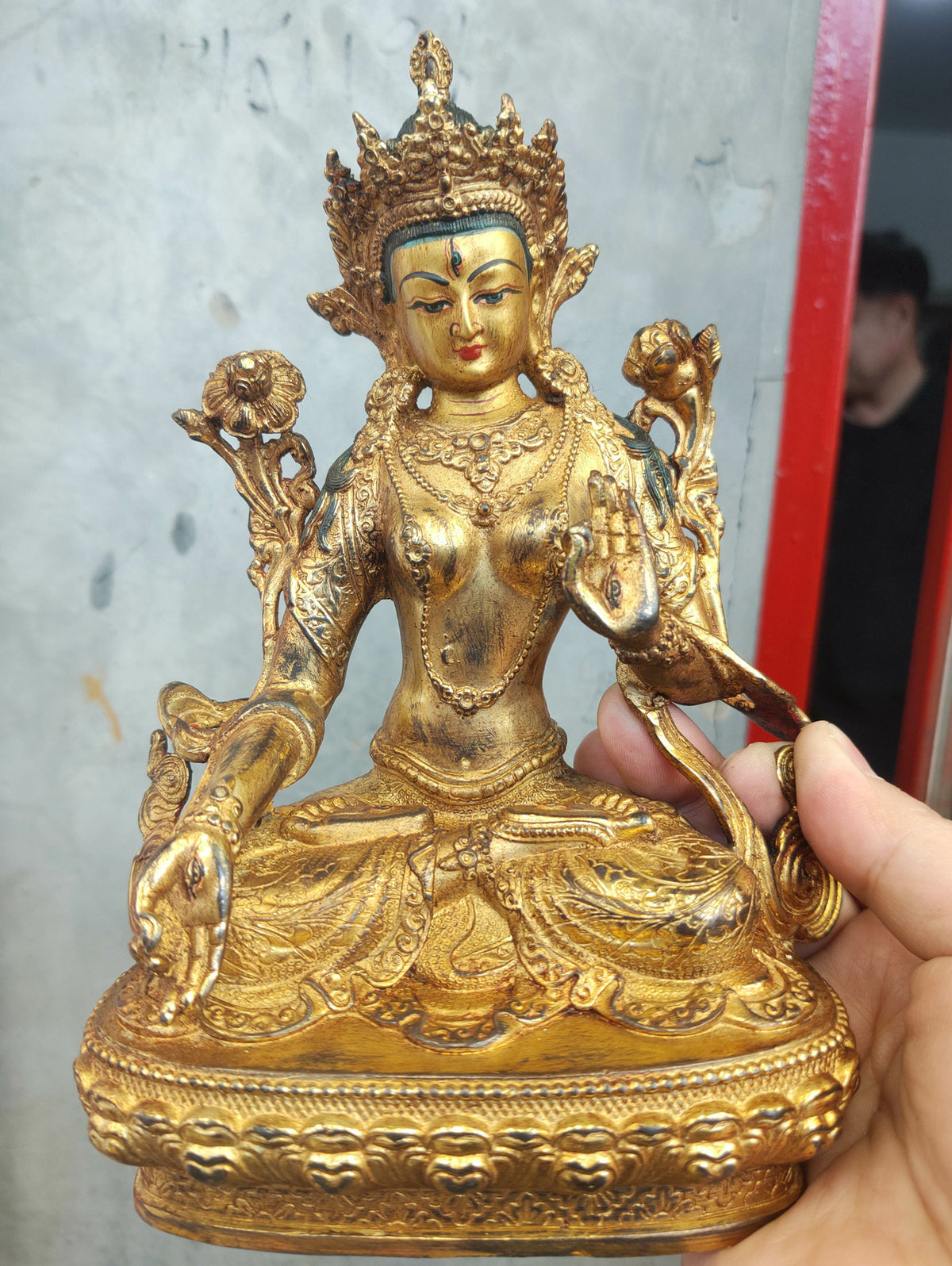 Genuine Handmade Old Tibetan 8" Bodhisattva Tara Avalokiteshvara Buddha Statue