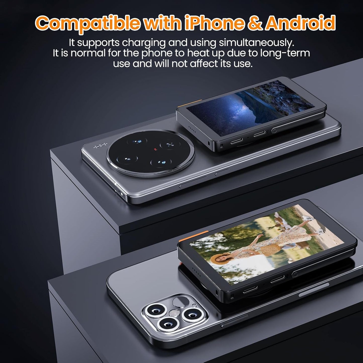 Vlog Selfie Monitor Screen with Focus and Sound, Magnetic Phone Screen for Tikto