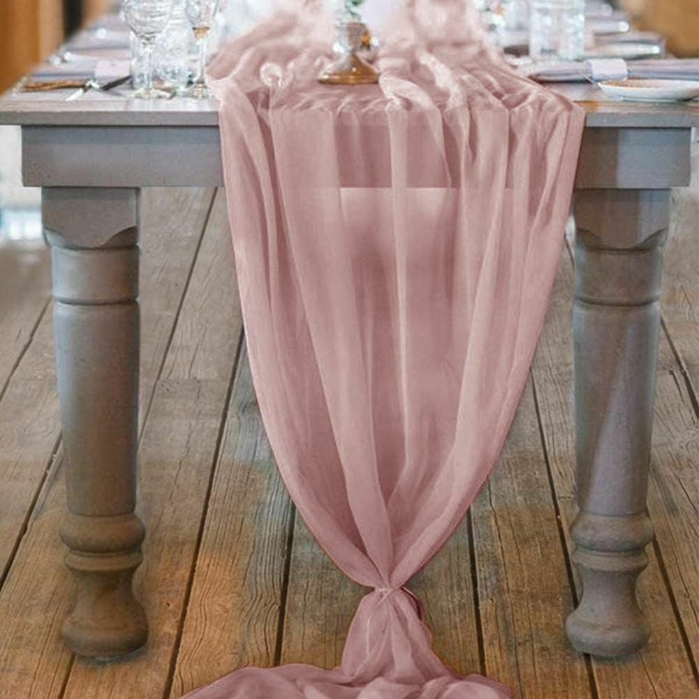 Wedding Table Runner 70x500cm Polyester Flowing Romantic Dusty Rose Party Decors