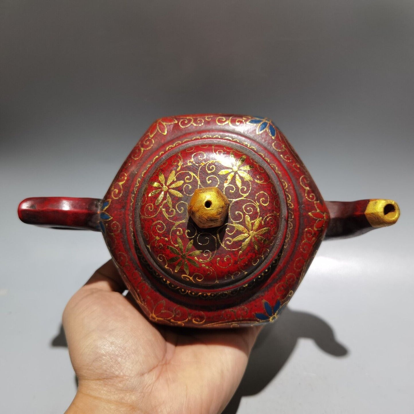 Chinese Yixing Purple Clay Teapot Zisha Ceremony Enamel Fine Teaware Collectible