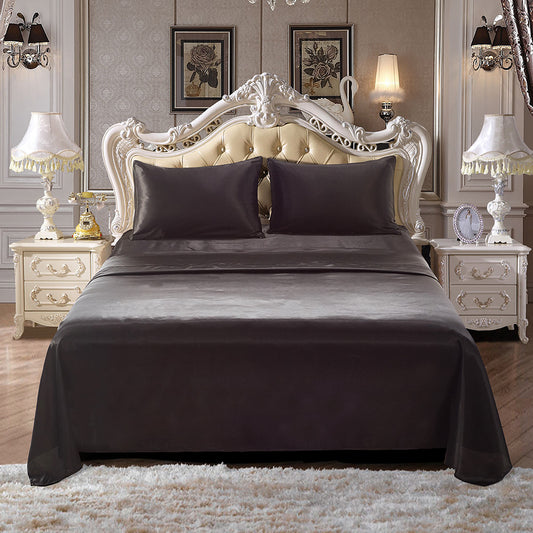 Comfortable Satin Silk Fitted Sheet Bed Flat Sheet Set Bedding Set Pillow Case