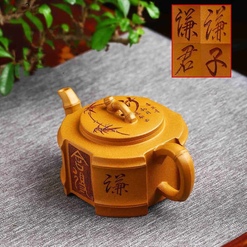 authentic yixing zisha duan clay tea pot full handmade traditional craft marked