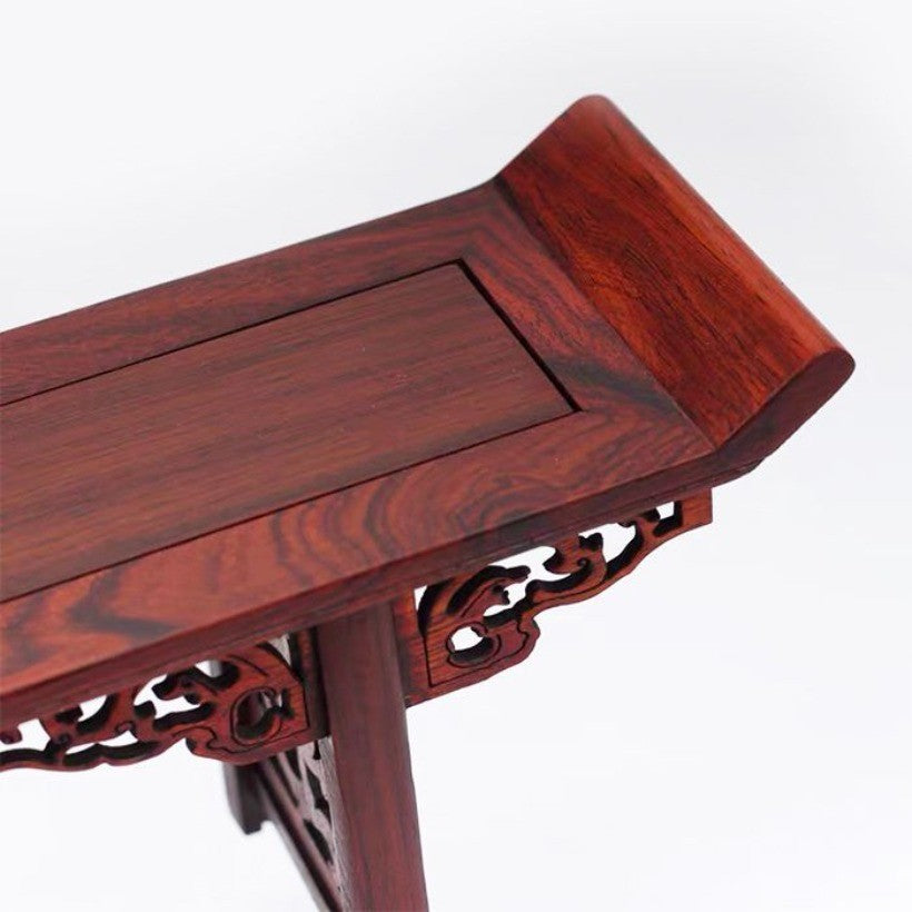 11.2" Rosewood Display Stand Miniature Rack Shelf Vase Bonsai Statue Base Decor
