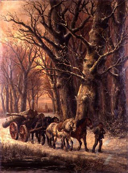 Dream-art Oil painting Alexis+De+Leeuw-The+Logging+Team winter landscape canvas