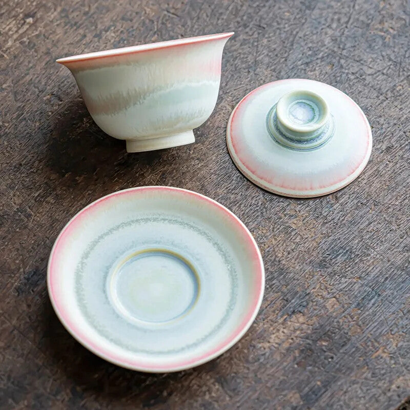 Kiln Change Pink For Tea Chinese Jingdezhen Tureen Teaware Set Tea Bowl Tea Cups