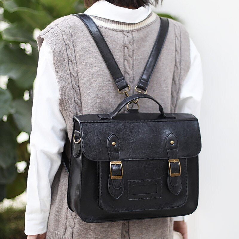 Backpack Multifunction Big Tote Synthetic Leather College Shoulder Bag Schoolbag