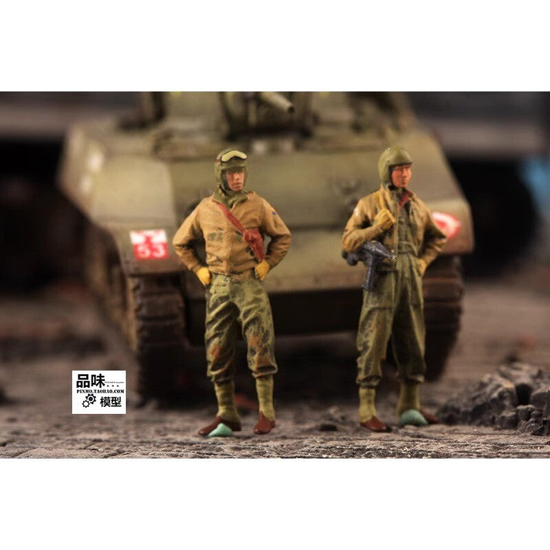 Homemade 1/72 U.S. Army Tanker Captain 2-person Finished Model Ornament Toys