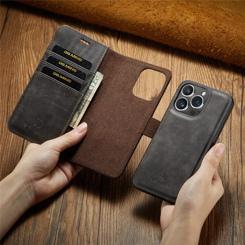 Detachable Magnetic Leather Phone Case – Wallet Kickstand Cover