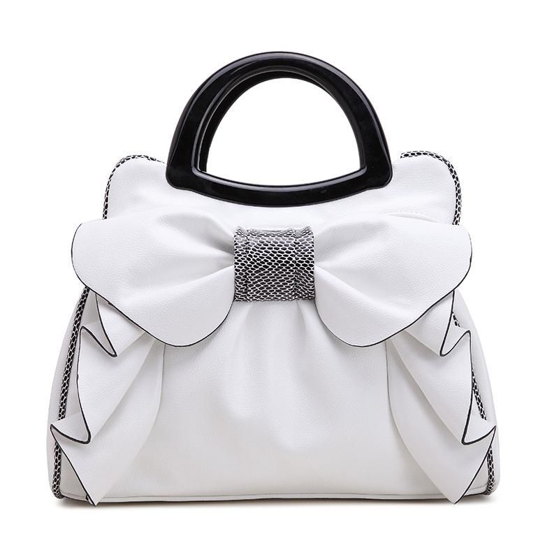 Bowknot Handbags Synthetic Leather Shoulder Messenger Bag Sweet Totes 34*15*26CM
