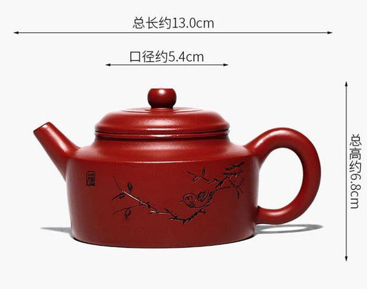 170ml Purple Clay Birds Pattern Teapot Dahongpao Kettle Kung Fu Tea Set