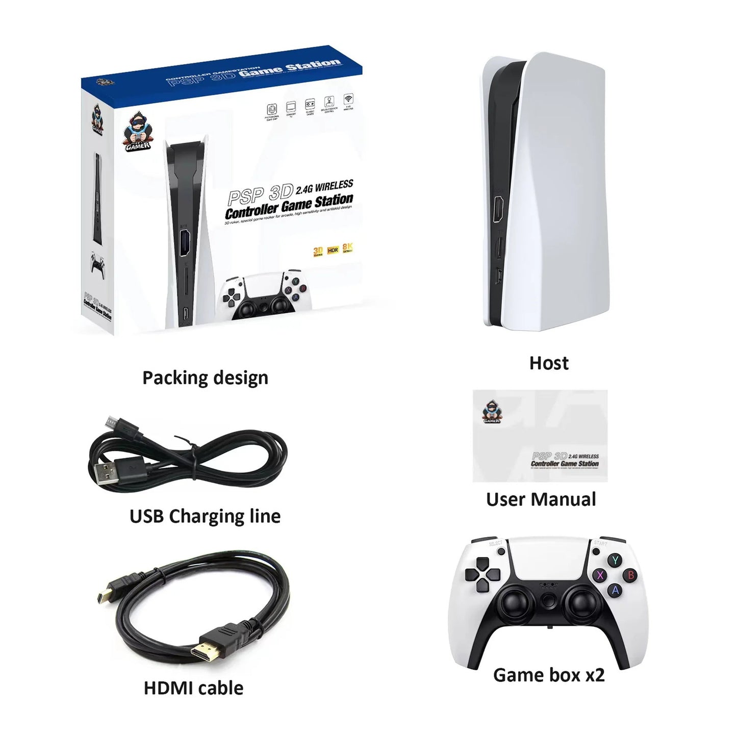 Q10 3D Game Stick 128G Video game console retro 4K home console 2.4G doubles new