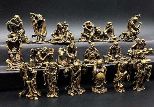 18x Brass Eighteen Lohan Buddha Arhat Statue Chinese Buddhism Disciples Decor