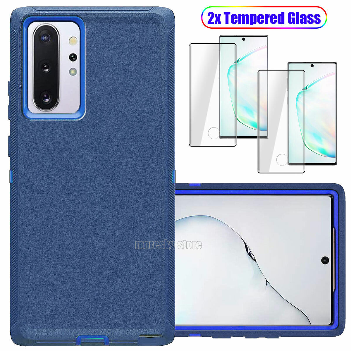 For Samsung Galaxy Note 10/ Plus Heavy Duty Case Cover, Tempered Glass Protector