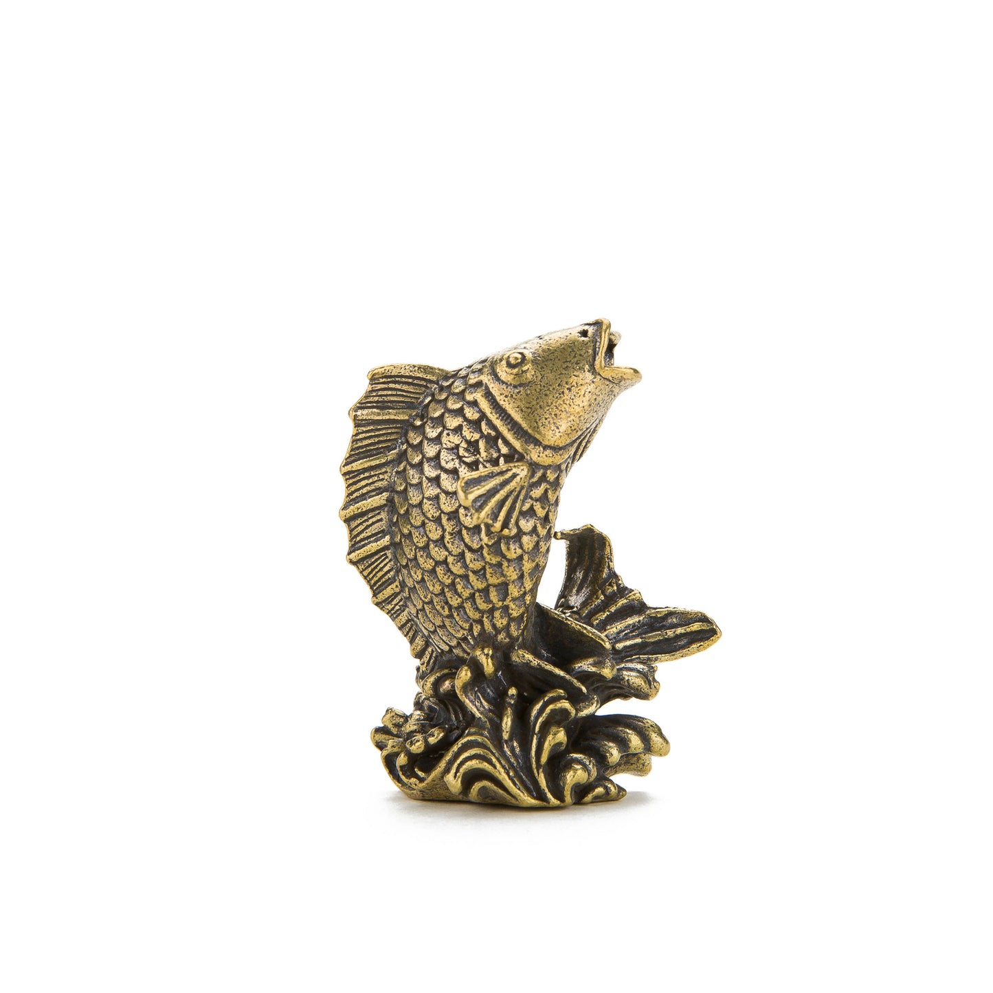 Brass Carp Statue Fish Figurine Home Desktop Decor Gift Ornaments Tea Pet