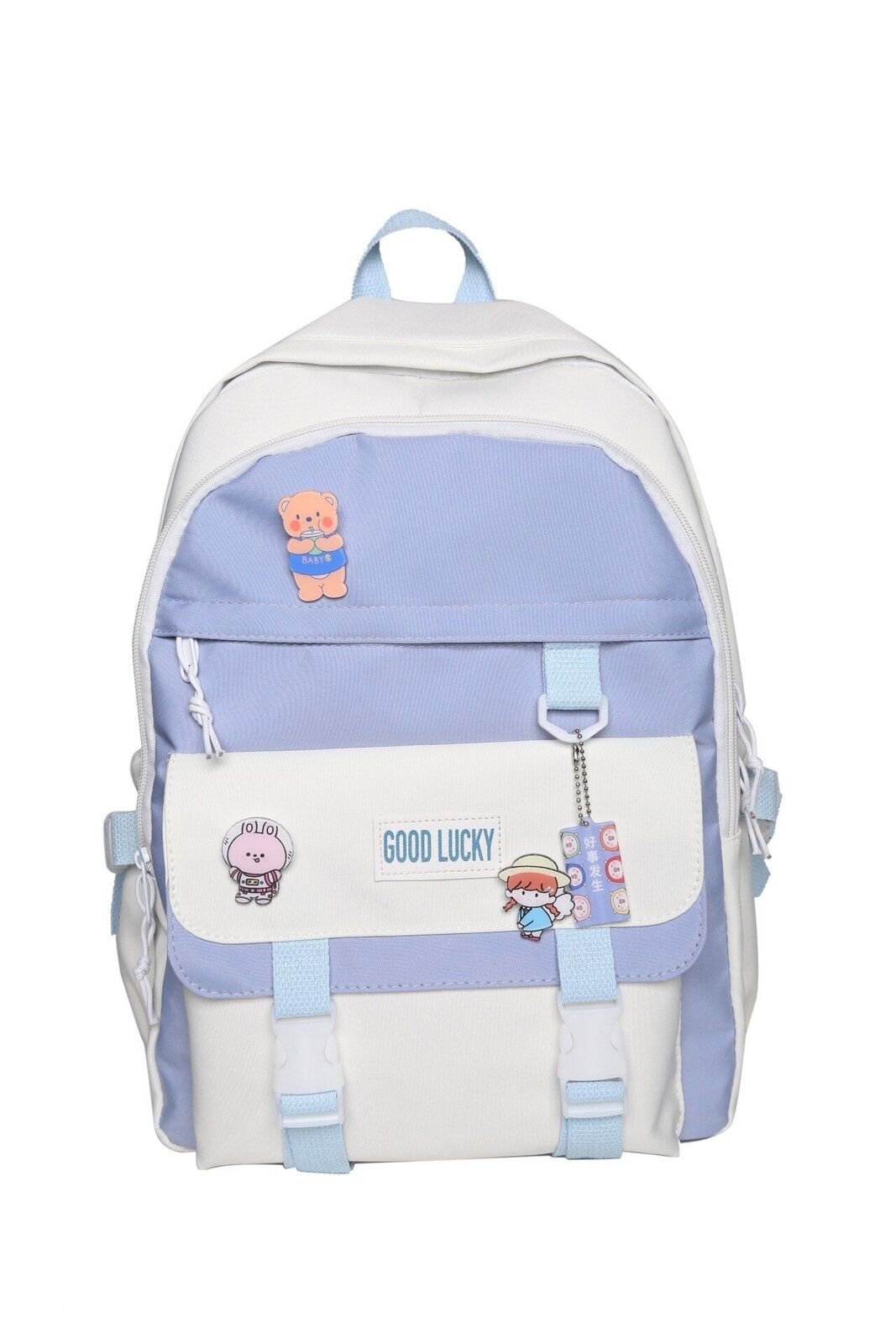 Polyester Oxford Backpack Travel Bag Waterproof Purse 30*12*42 CM Patchwork Pink
