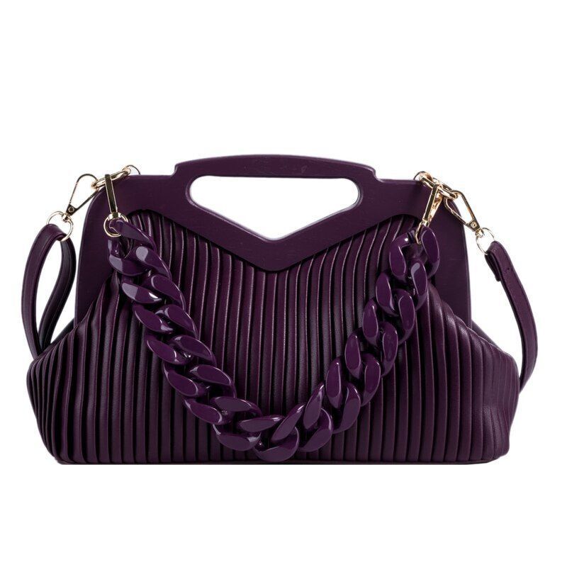 Triangle Handbag Pleated Shoulder Bag Clutch Purses Crossbody Bags 28*19*11 CM