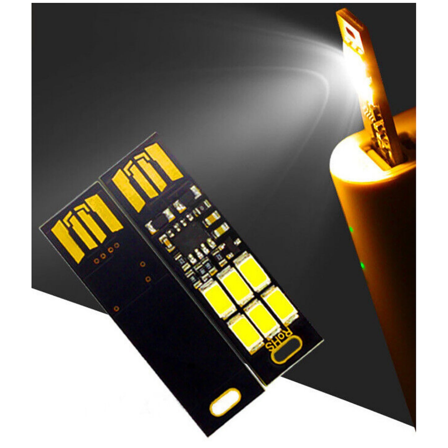 5x 6-LED USB Portable Keychain Lamp W/ Touch Dimming 1W 3200K Warm Light Kit