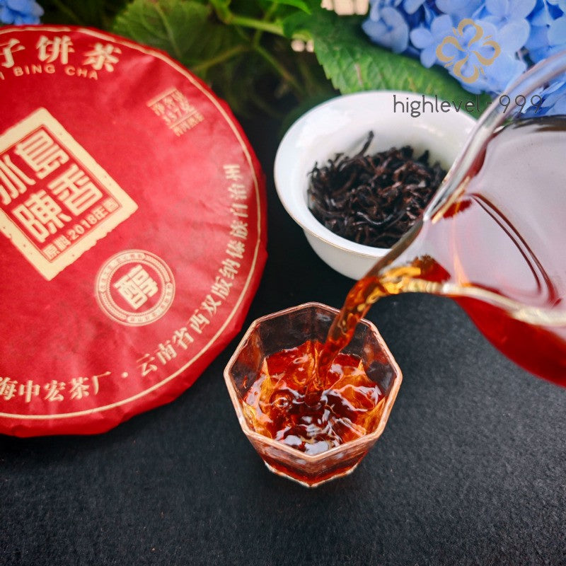357g Bingdao Ripe Pu'er Compressed Tea Cake Yunnan Fermented Cost Effective Tea