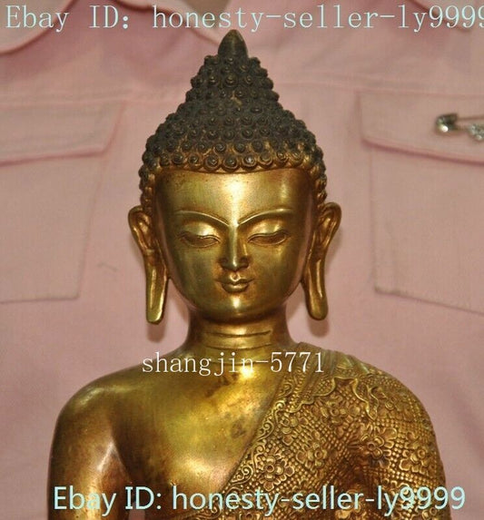 Tibet Buddhism Temple Bronze Gilt Sakyamuni Shakyamuni Medicine Buddha Statue