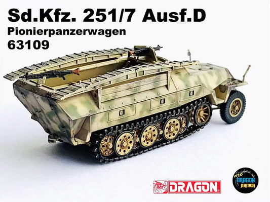 1/72 German Sd.kfz 251/7 Half-Track Sapper Armored Vehicle D Model