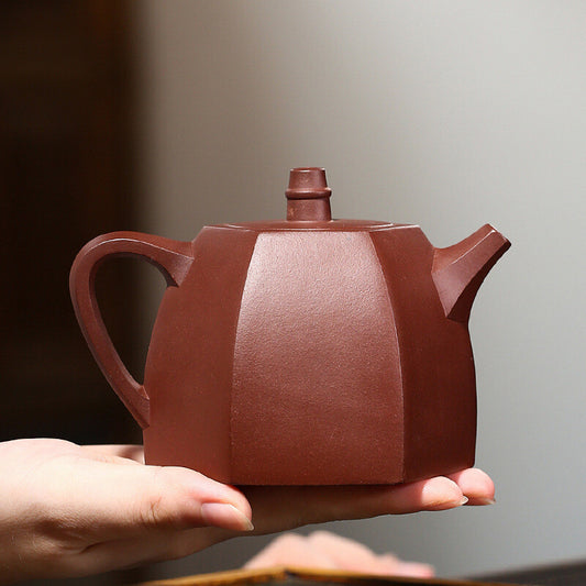 China Yixing Zisha Pottery Purple Clay Handmade 300cc Six Sides Teapot