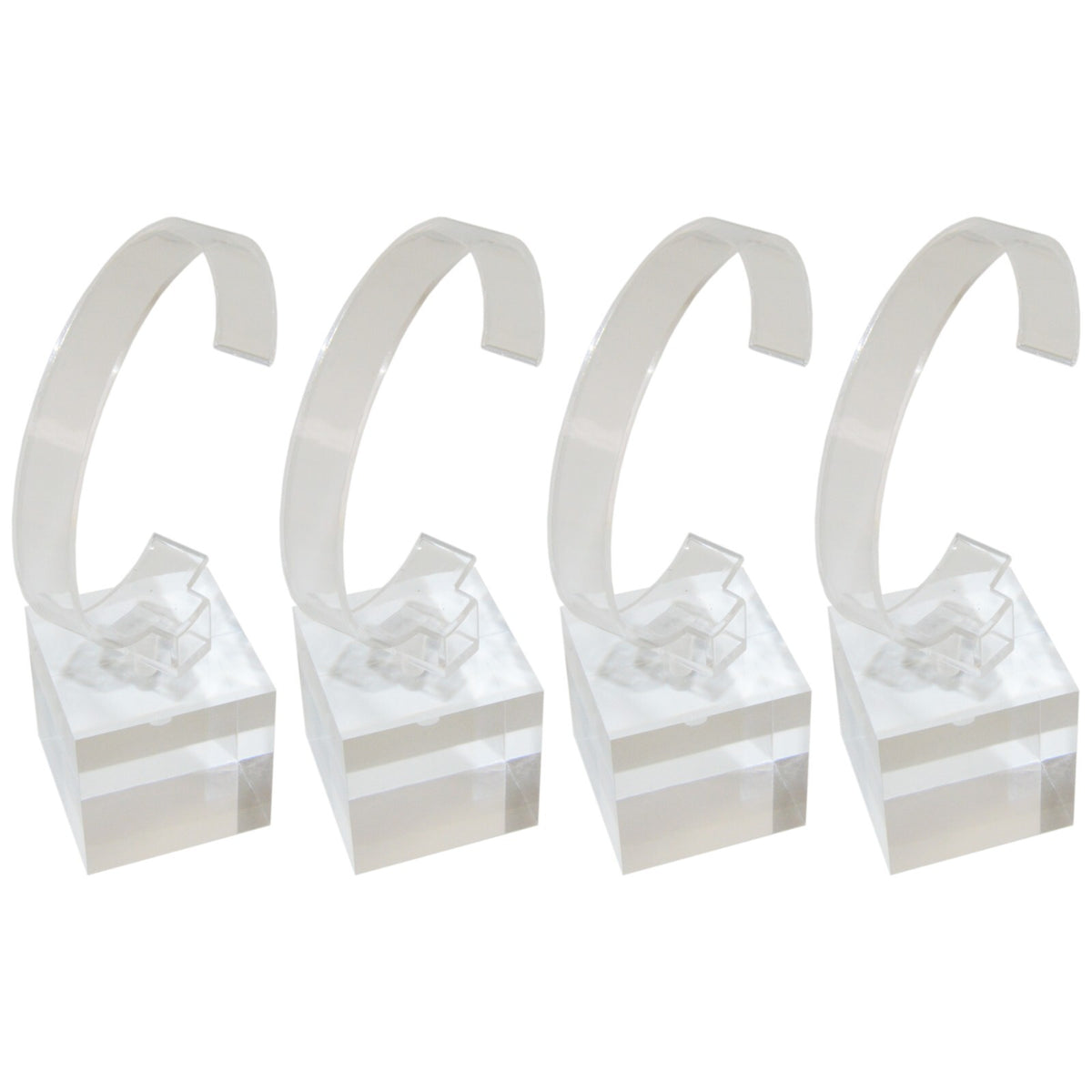 4 Pack of Crystal Clear Watch Stands with Sturdy Acrylic Weighted Base