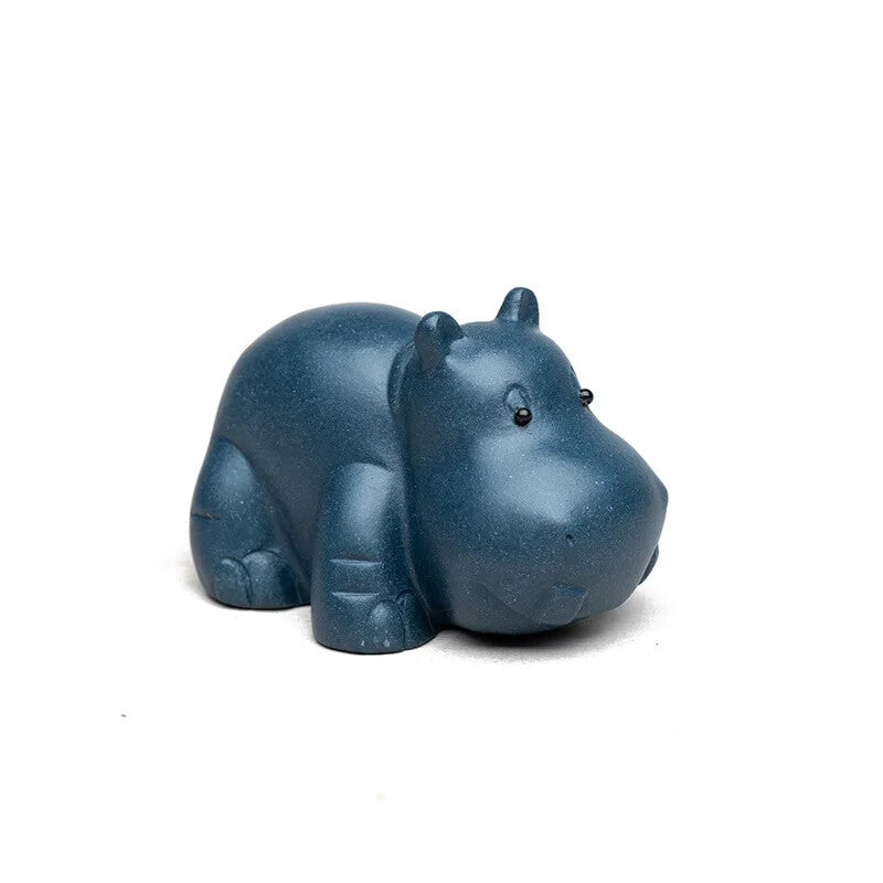 Chinese Yixing Purple Clay Figurine Tea pet Ornaments Hippo Statue Handmade