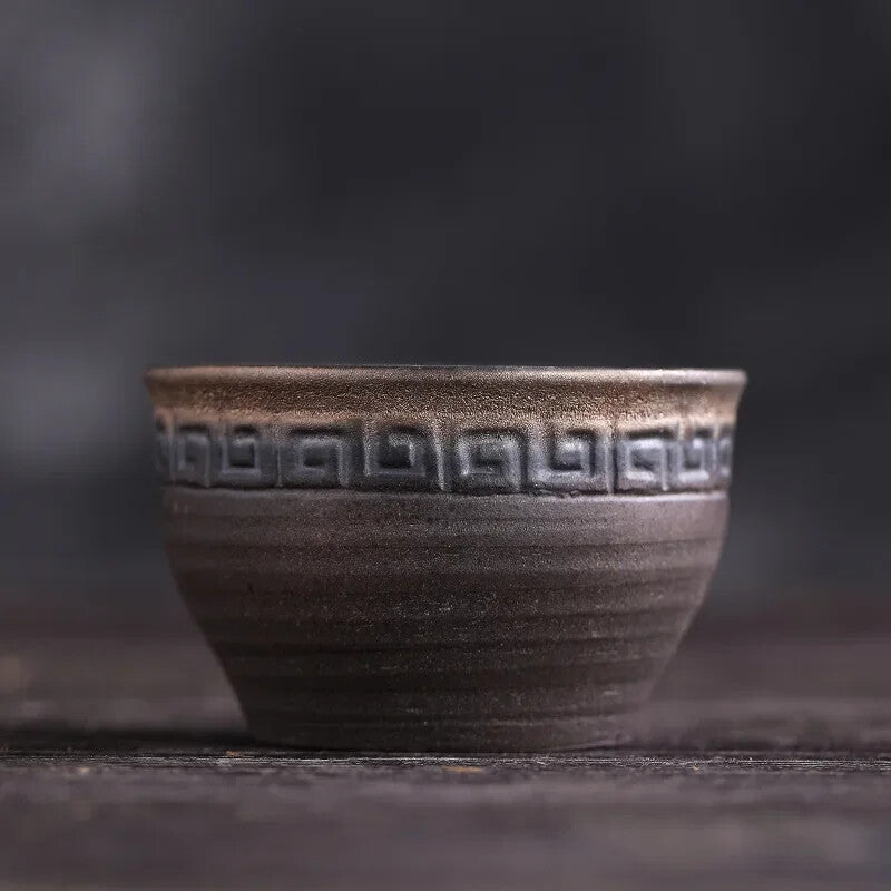 Vintage Handmade Ceramic Teacup Japanese Style Retro Tea Cup Stoneware Tea Set