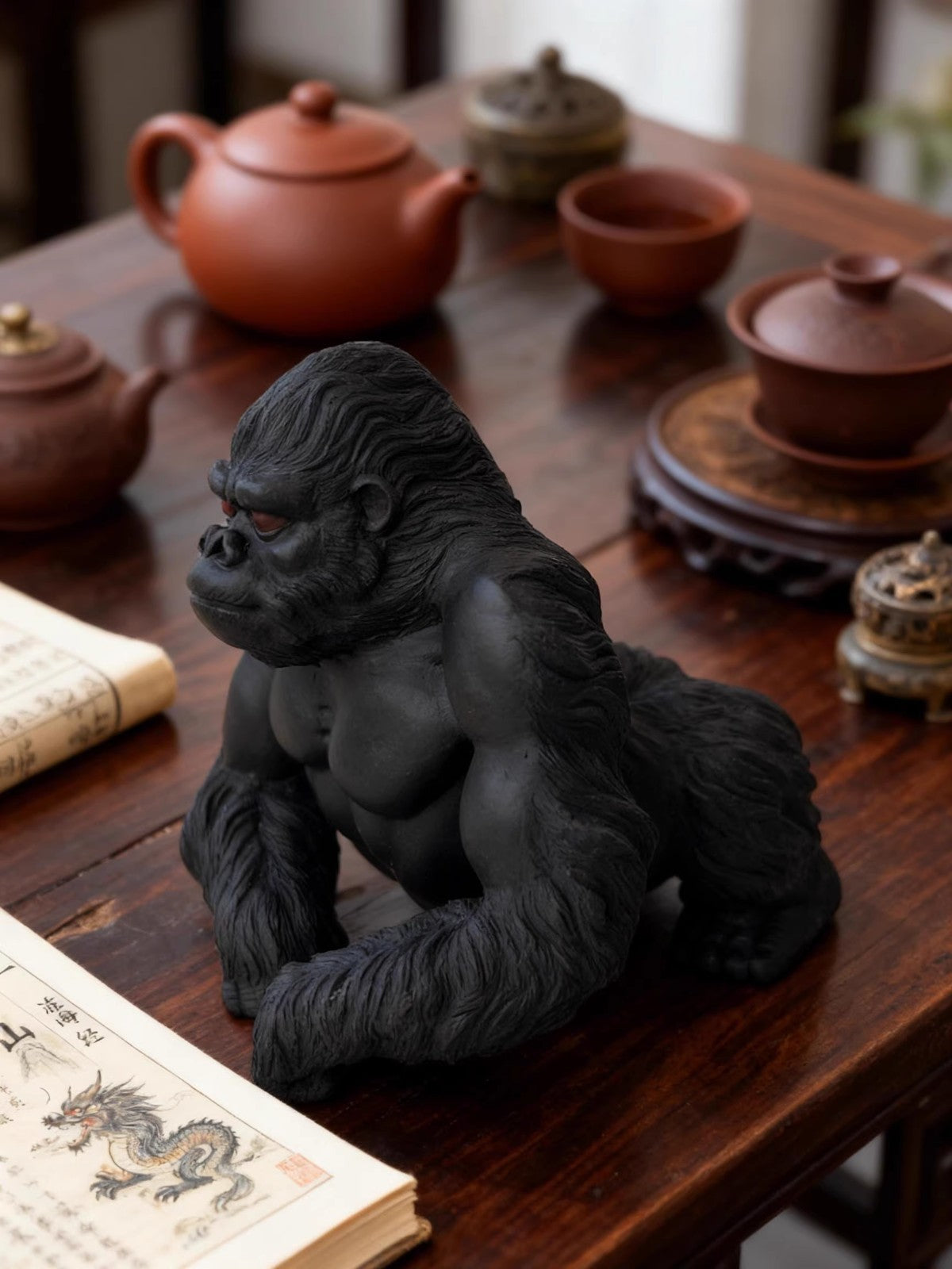 chinese yixing accessories zisha tea pet King Kong decoration black Clay Gorilla