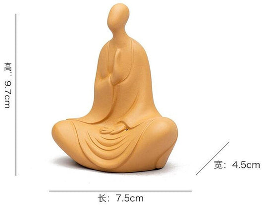 9.7cm Purple Clay Tea Pet Tea Buddha Statue Zen Monk Tea Table Decors