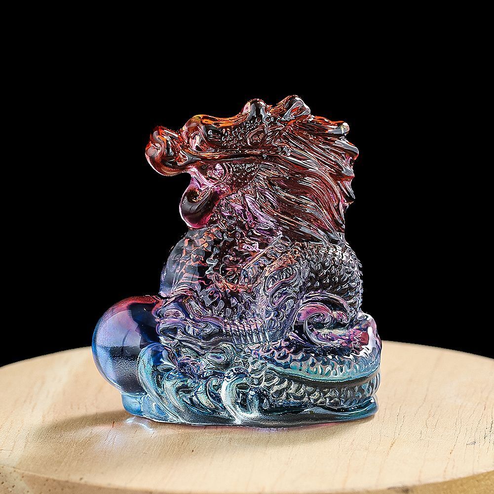 Chinese Zodiac Dragon Figurines Crystal Glass Miniatures Lucky Craft Decorations