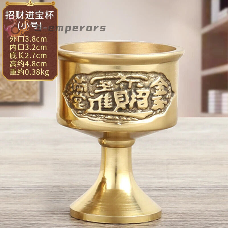 Buddhism Pure copper Cup of worship God of Wealth offering tea cup fairy home