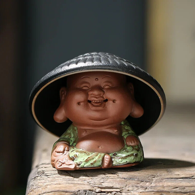 Creativity Purple Clay Tea Pet Ornaments with Tea Strainer Monk Buddha Figurine