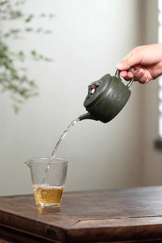 220cc chinese Yixing Handmade Zisha teapot Green Clay HanWa Gongfu Hu Tea Pot