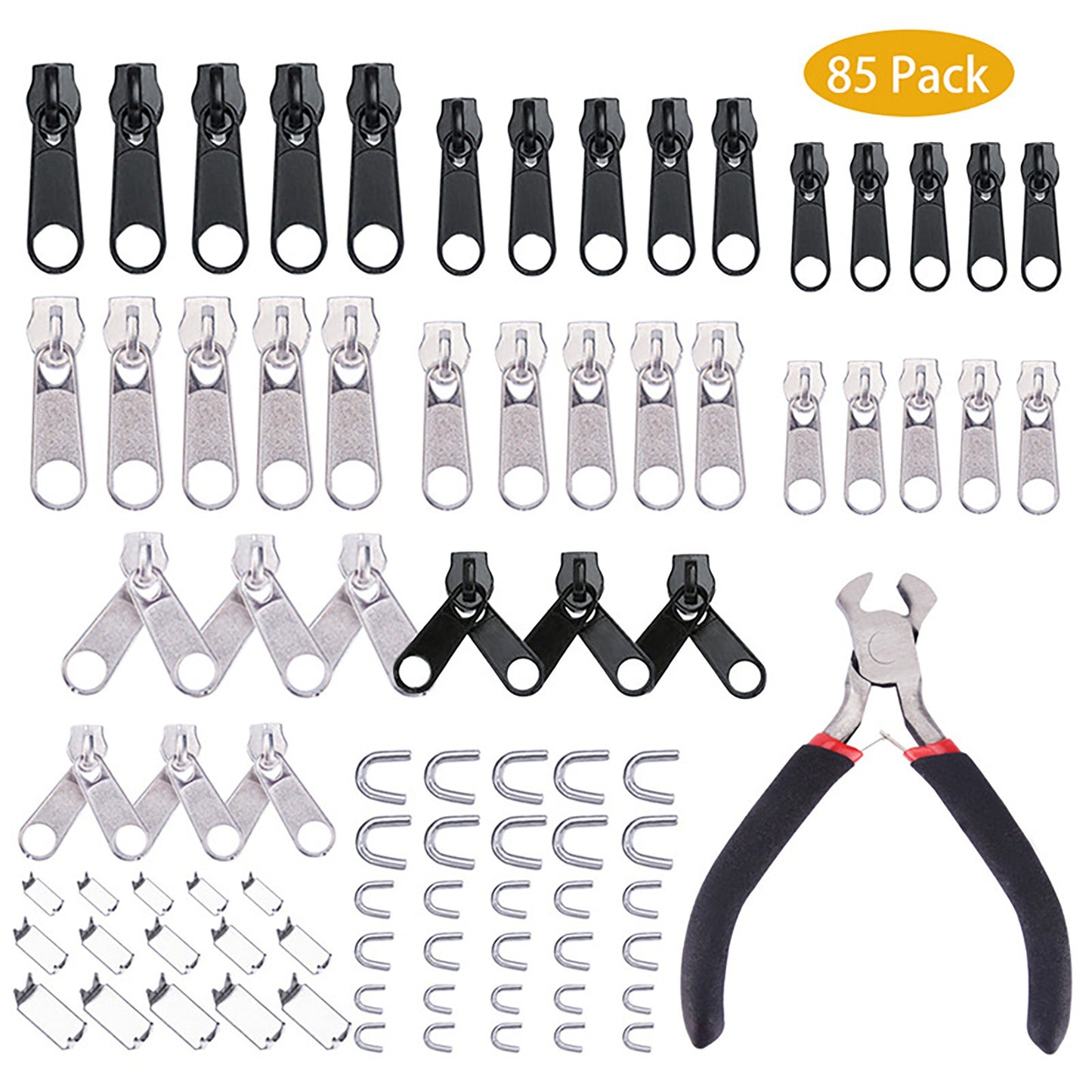 New 85Pcs Zinc Alloy Tent Jeans Bag Fix Zipper Zip Slider Repair Instant DIY Set