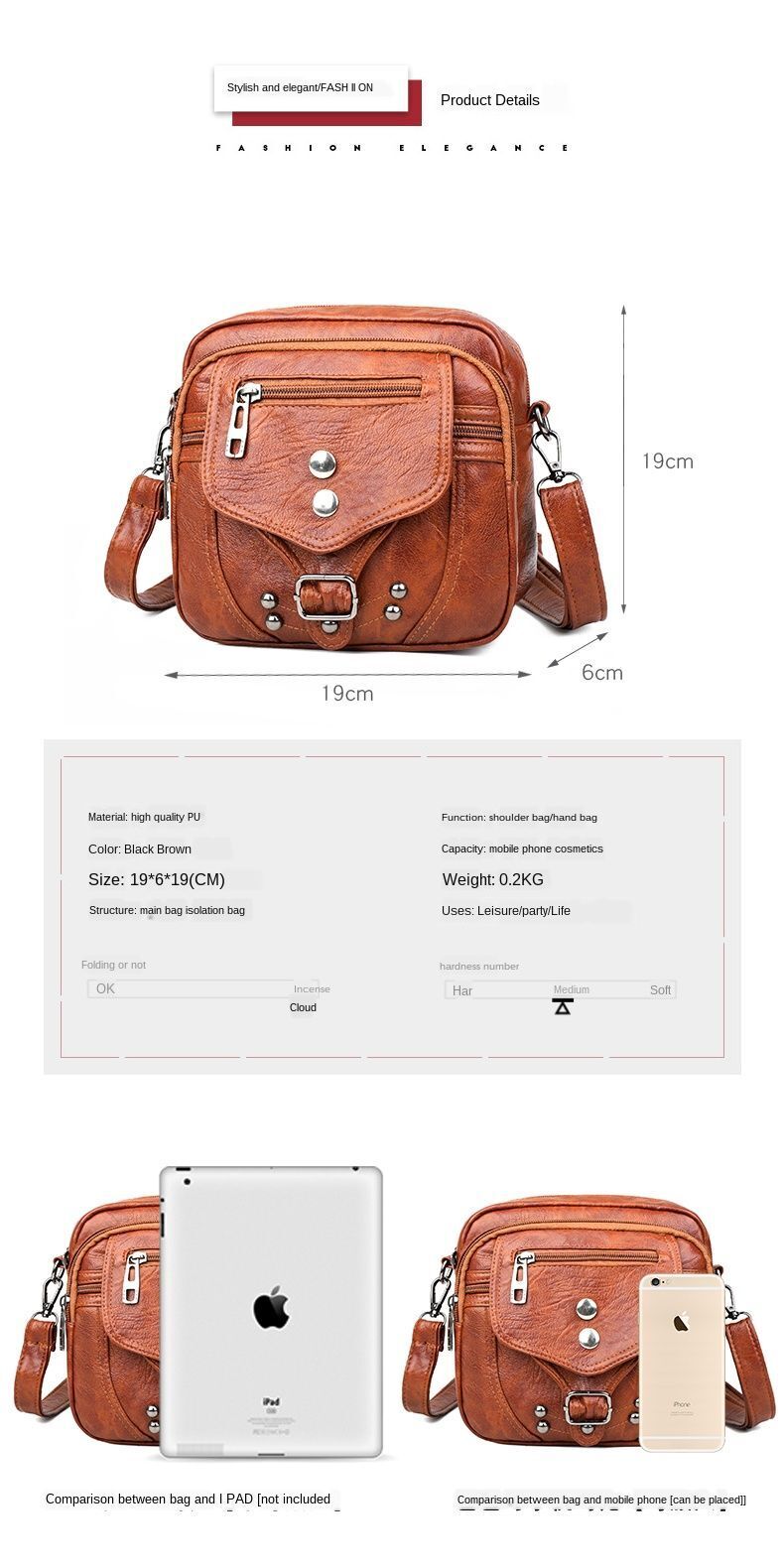 Women Handbags Bags Luxury Leather Purse Vintage Bag Crossbody Flap Accessories